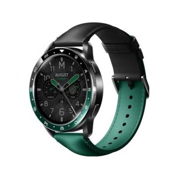 Curea Smartwatch Xiaomi Dual-Tone Ceramic BHR7893GL, Piele, pentru Watch 2 (Negru/Verde)