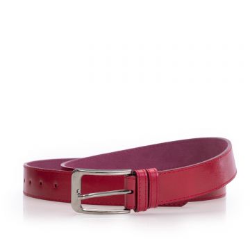 Curea unisex din piele naturală - Roșu Box 3,5 cm