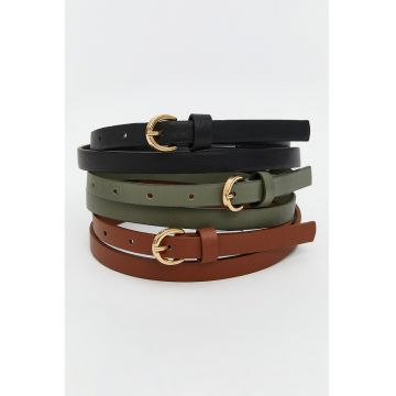 Set de curele skinny cu catarama metalica - 3 piese