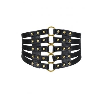 Centura corset - neagra - din piele ecologica - elastica - Claudia C1 -