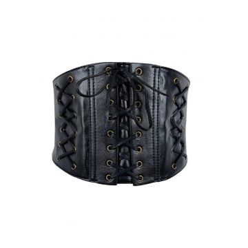 Centura corset - neagra - din piele ecologica - elastica - Stinna C1 -