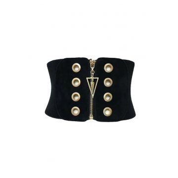 Centura corset - neagra - elastica - cu fermoar auriu - Livia C1 -