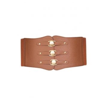 Centura de talie - maro - din piele ecologica - elastica - Chresta C1 -