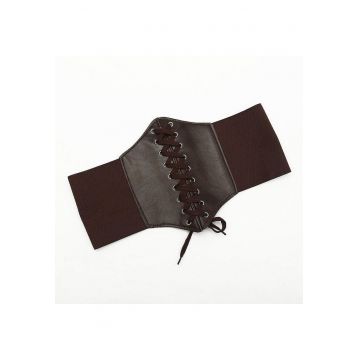 Centura de talie - maro - tip corset - elastica - din piele ecologica - Alfrida C1