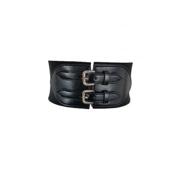 Centura de talie - neagra - tip corset - elastica - cu catarame - Ferdi C1
