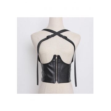 Centura tip corset - neagra - elastica - cu barete ajustabile - Hulda C1