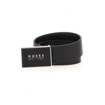 Curea de piele cu aspect texturat Dijon - Negru