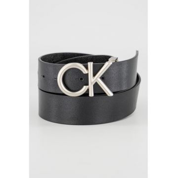 Curea de piele cu catarama logo - Negru