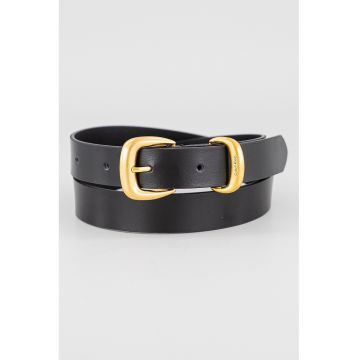 Curea de piele cu catarama metalica - Auriu/Negru