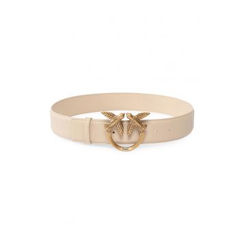 Curea de piele cu catarama metalica Love Birds
