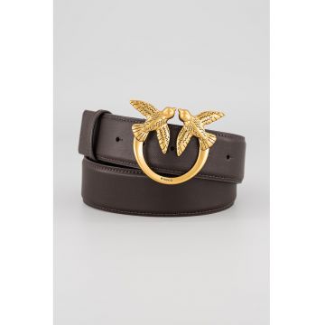 Curea de piele cu catarama metalica Love Birds