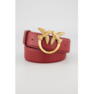Curea de piele cu catarama metalica Love Birds