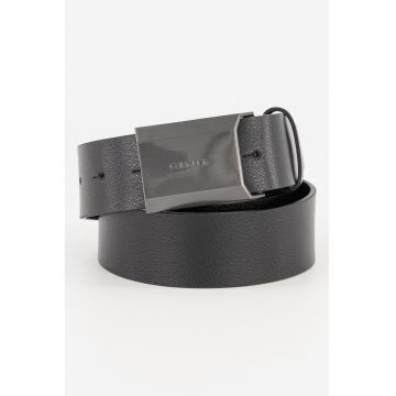 Curea de piele cu catarama metalica - Negru