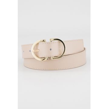 Curea de piele cu catarama ovala - Maro deschis