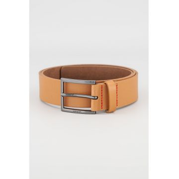 Curea de piele cu cusaturi contrastante Geek - Caramel