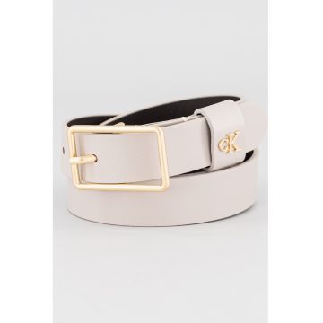 Curea de piele cu detaliu logo - Maro deschis