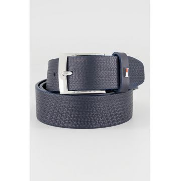 Curea de piele cu model herringbone Adan - Bleumarin