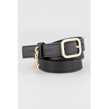 Curea de piele ecologica cu logo - Negru