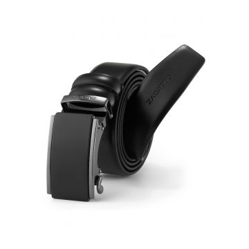 Curea din piele cu logo gravat - Negru