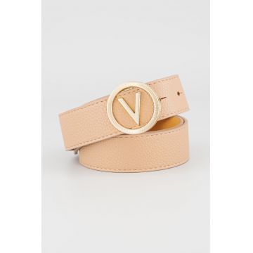 Curea din piele ecologica cu catarama cu logo - Bej inchis