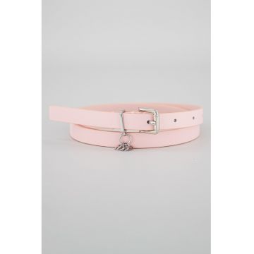 Curea ingusta de piele cu accesoriu logo
