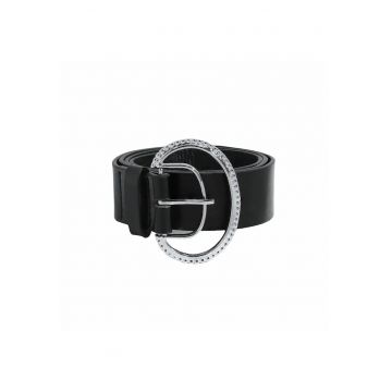 Curea neagra - cu catarama argintie - ovala - Edvia C7 -
