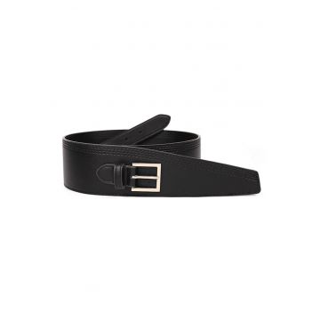Curea neagra - de talie - din piele ecologica - cu catarama aurie - Liva C1 -