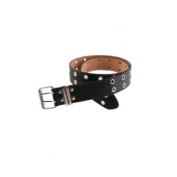 Curea neagra - din piele ecologica - cu catarama argintie - Lora C1 -