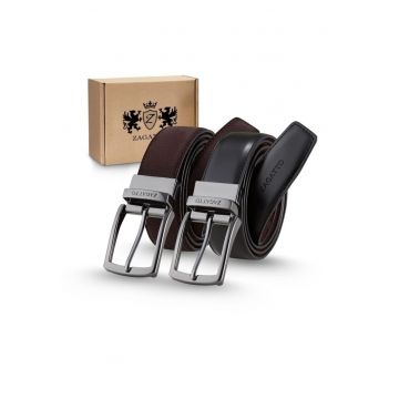 Curea reversibila din piele naturala - Negru | Maro