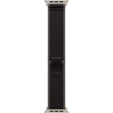 Curea Smartwatch Apple MFT84ZM/A pentru Watch 49mm, Trail Loop - S/M - Natural Titanium Finish (Negru)