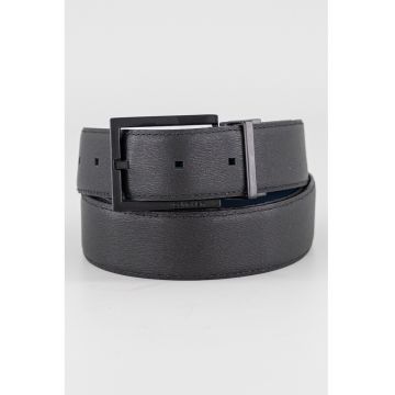 Curea uni de piele - Negru/Albastru inchis