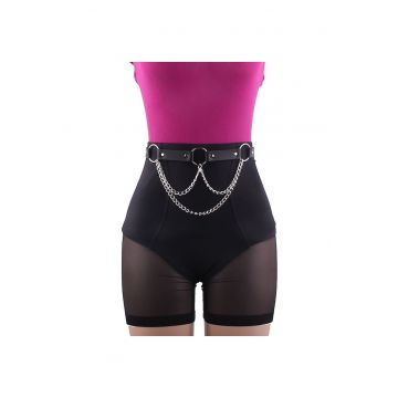 Ham negru - de talie - cu lanturi - din piele ecologica - Minea C25 -