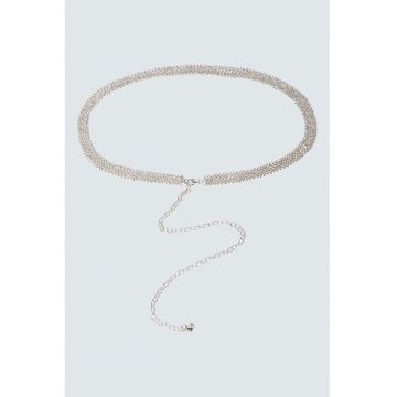 Colier metalic cu cristale - Argintiu