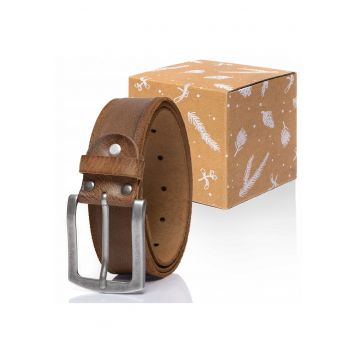 Curea barbateasca  clasic - piele naturala - maro - 85cm