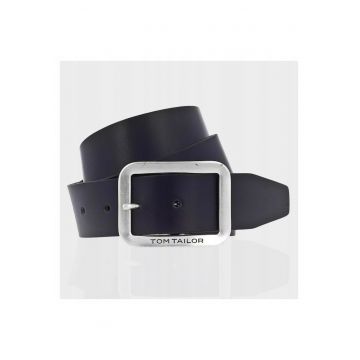 Curea barbateasca -  piele naturala - catarama argintie - 95 cm - negru