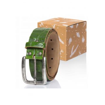 Curea barbati -  piele naturala - verde - 40mm latime - talie 90 cm