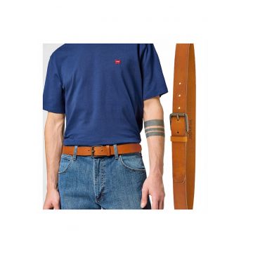 Curea Barbati -  Regular Fit - Catarama Argintie - Design Clasic - Confortabila Si Stilata - Piele Naturala - Cadou Perfect - 105 cm - Maro