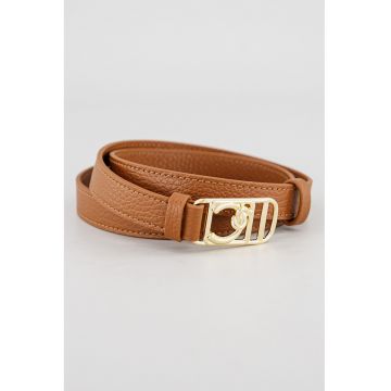 Curea de piele cu catarama cu nit - Maro scortisoara