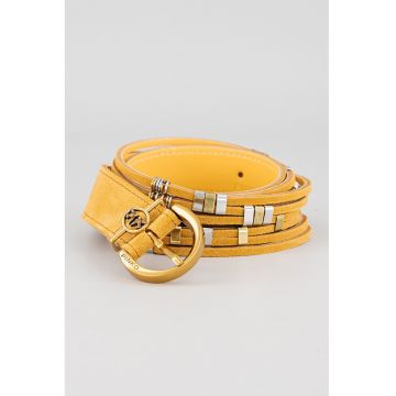 Curea de piele cu catarama metalica - Maro camel