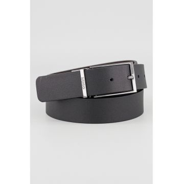 Curea de piele cu catarama metalica - Negru