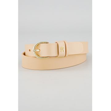 Curea de piele cu detaliu logo Essential - Maro nisip