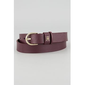 Curea de piele cu detaliu logo Essential - Violet