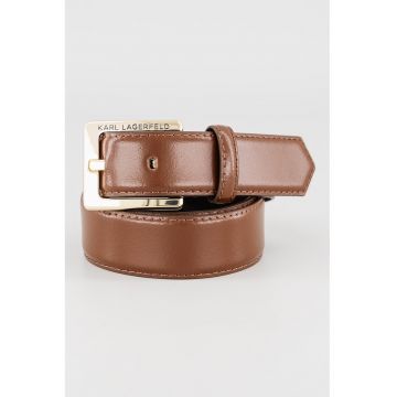 Curea de piele cu logo - Maro cognac