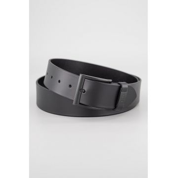Curea de piele cu logo - Negru