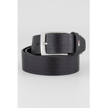 Curea de piele cu model herringbone Adan - Negru