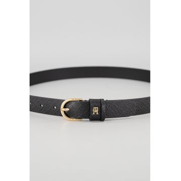 Curea de piele cu model monograma Essential - Negru