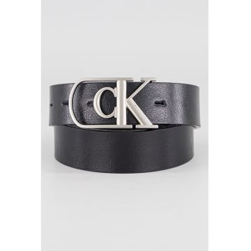 Curea de piele cu o catarama logo - Negru