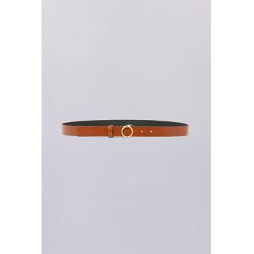 Curea din piele cu catarama cu nit - Caramel