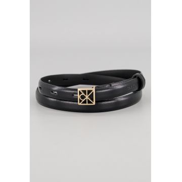 Curea din piele cu catarama logo - Negru