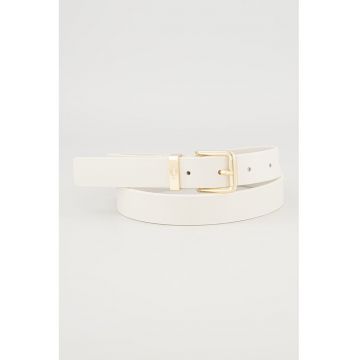 Curea din piele cu catarama metalica - Alb murdar